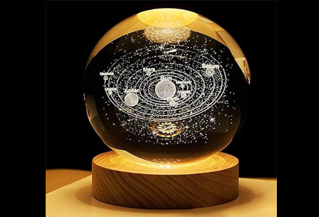 KHANAK Universe Crystal Ball Night Light,3D Glass Ball Night