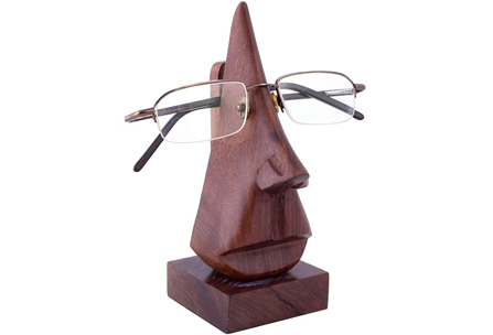 Wooden Nose Shaped Spectacle Specs Eyeglass Holder Stand